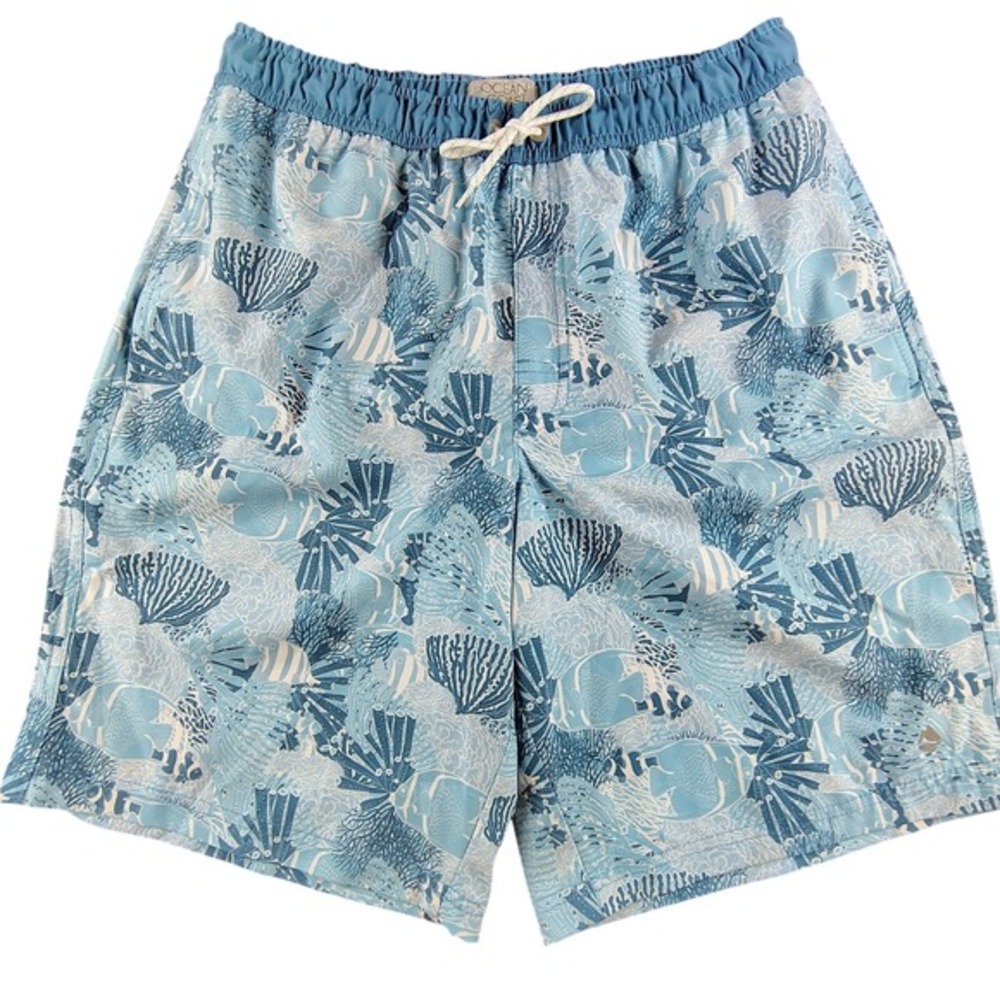Ocean + Coast  Blue Coral Fish Print Swim Trunks Board‎ Shorts Small